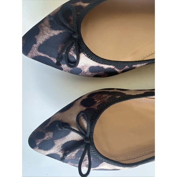 New J Crew Gemma Leopard Bow Satin Flats Size 6.5 Animal Print - Picture 3 of 9